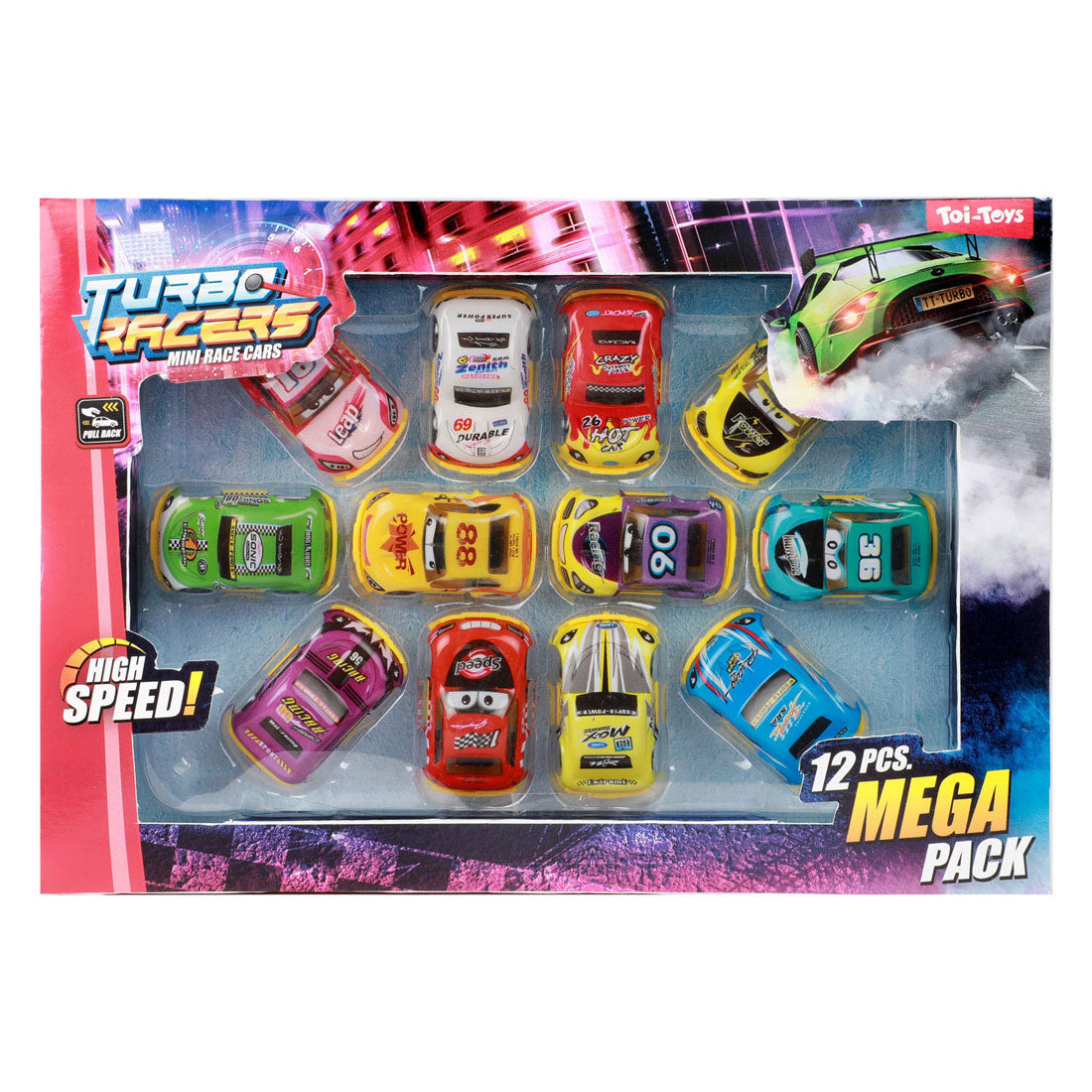 Turbo Racers - Turbo Racers pull back rally auto's - 12 stuks