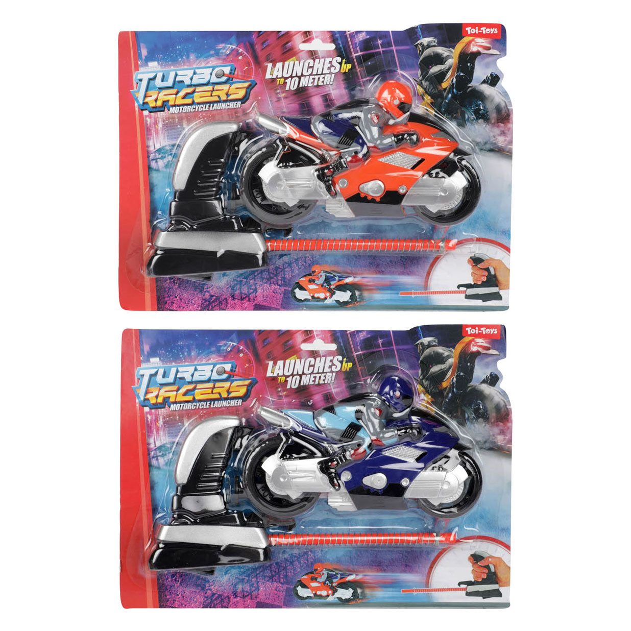 Turbo Racers - Turbo Racers rijder op motor met afschieter