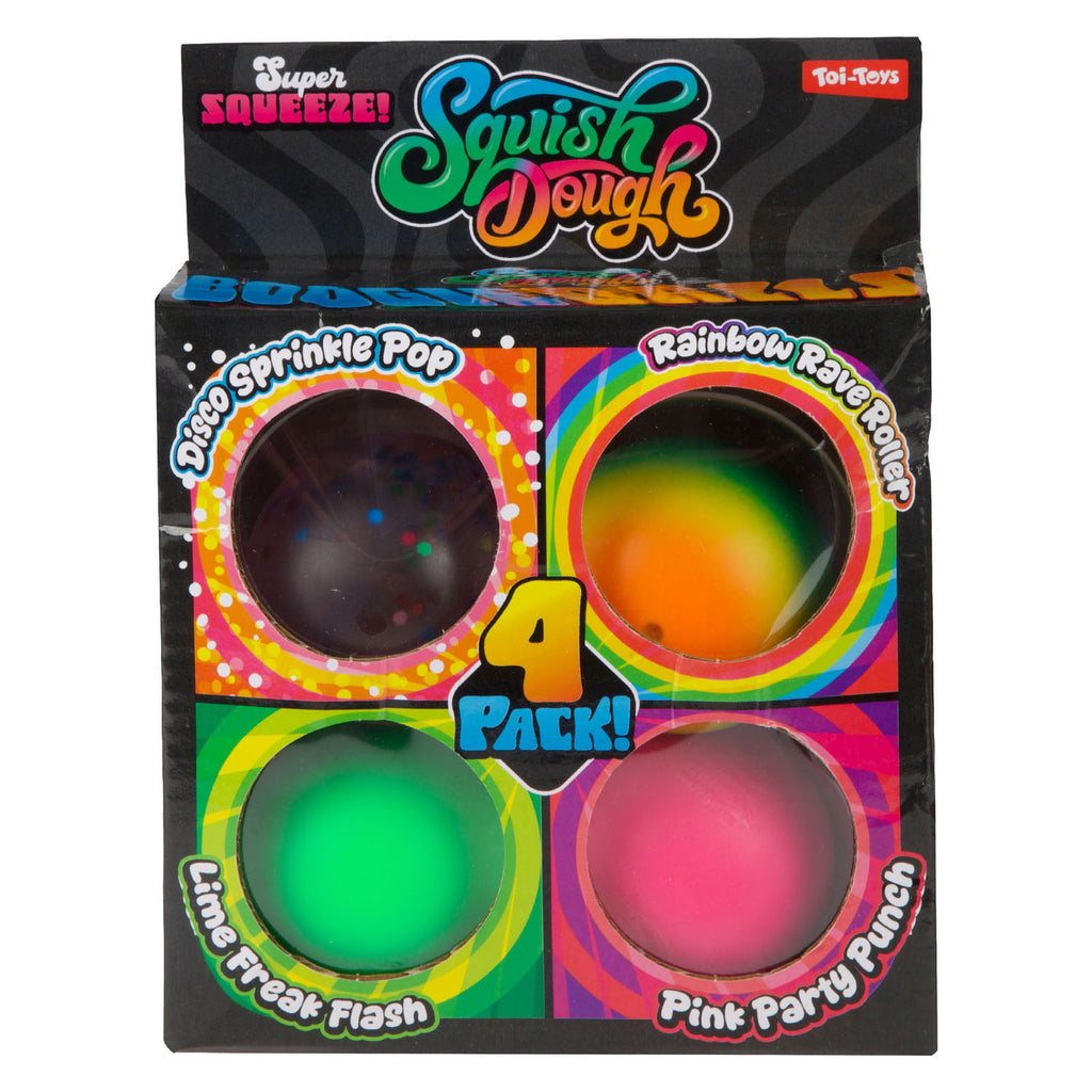 Toi-Toys - Toi-Toys Squishdough set knijpballen glitter neon 5cm 4-pack