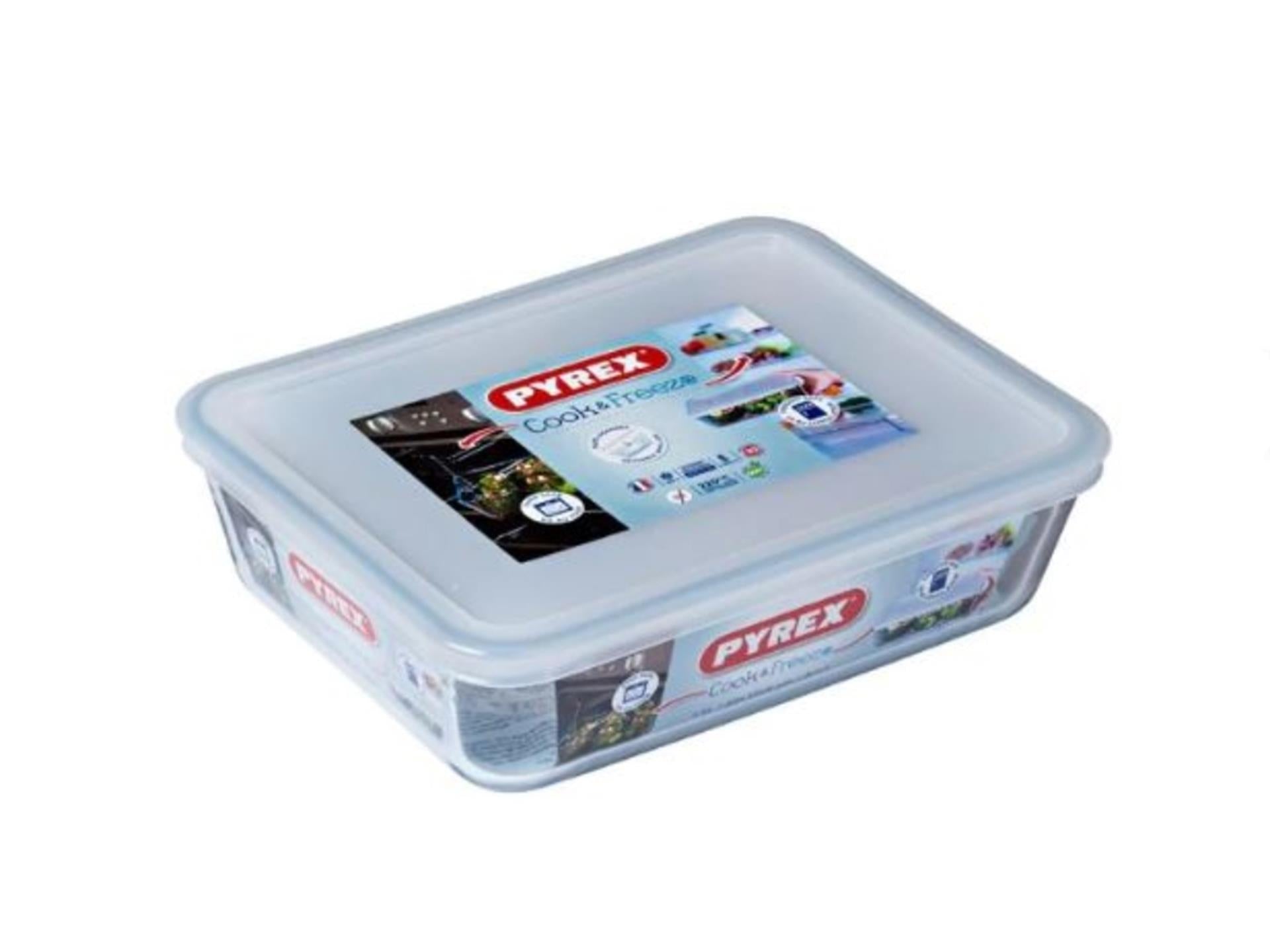 Pyrex schaal met kunststof deksel 1.5l