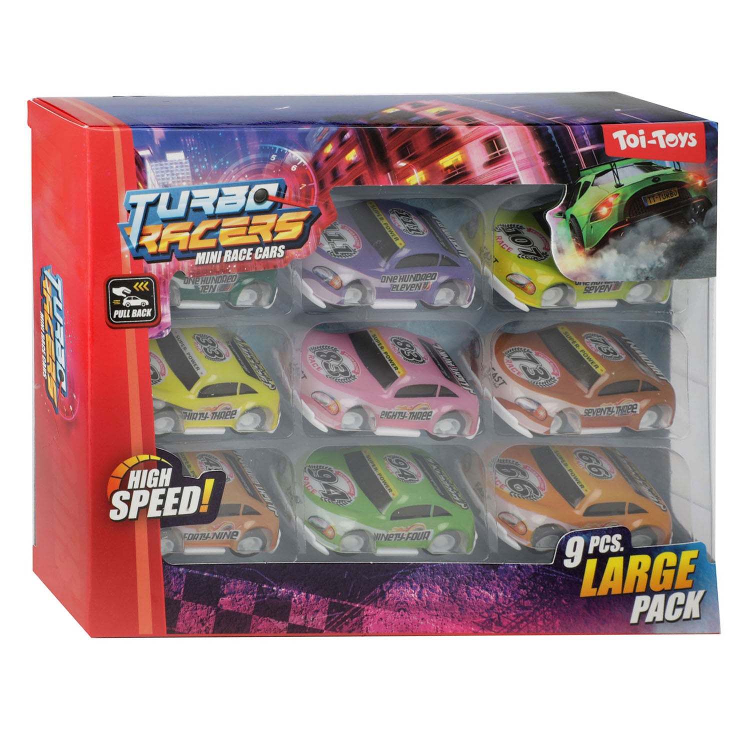 Turbo Racers - Turbo Racers mini rally pull-backauto's 9st.