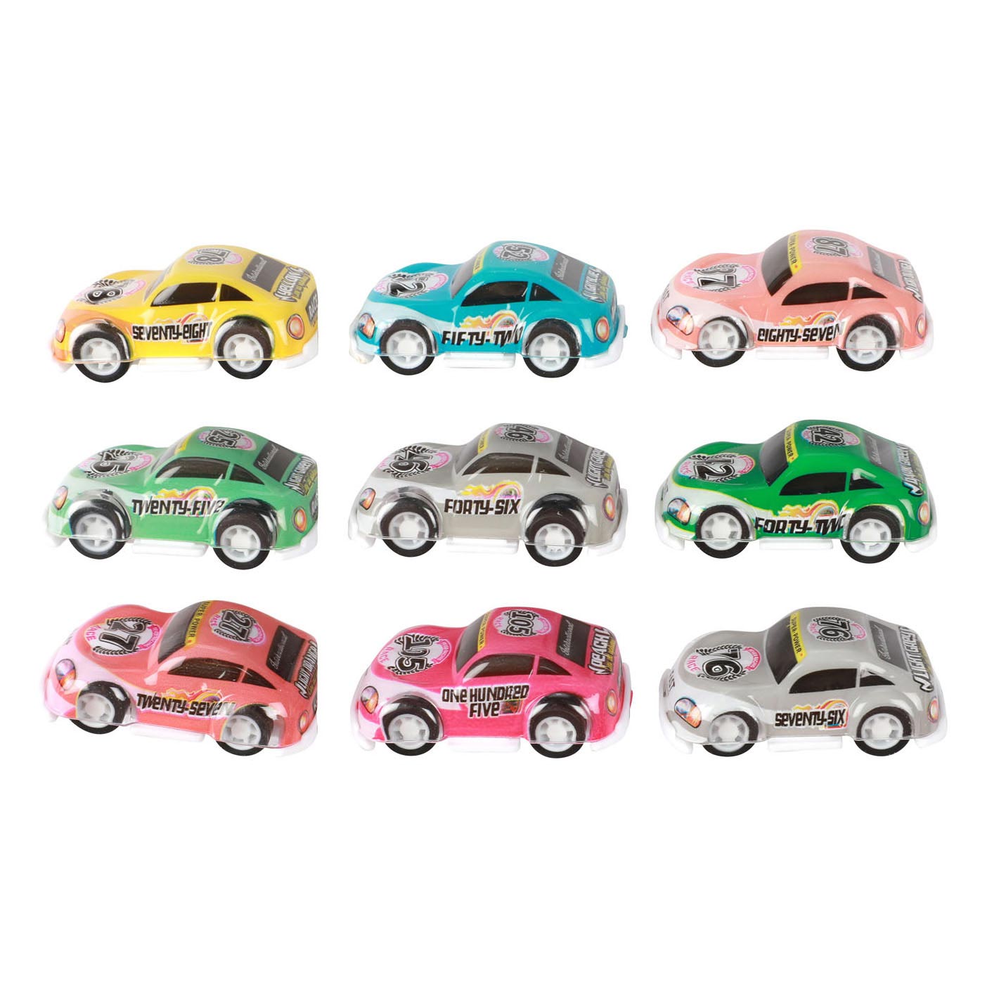 Turbo Racers - Turbo Racers mini rally pull-backauto's 9st.