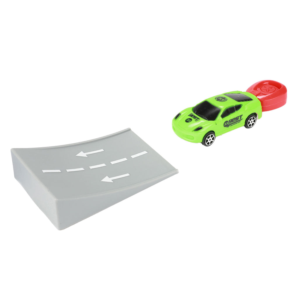Toi-toys turbo racers afschiet rallyauto met schans