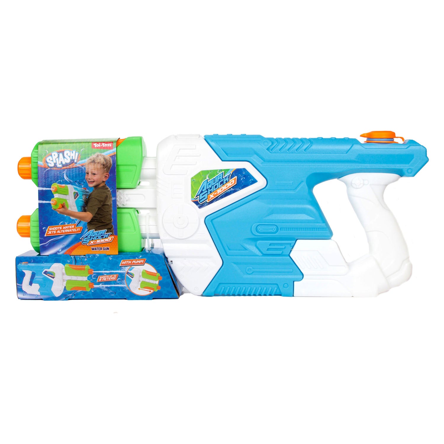 Splash - Splash waterpistool aqua shock x1000 - 1700ml tank - met pomp - 2 waterstralen - waterspeelgoed