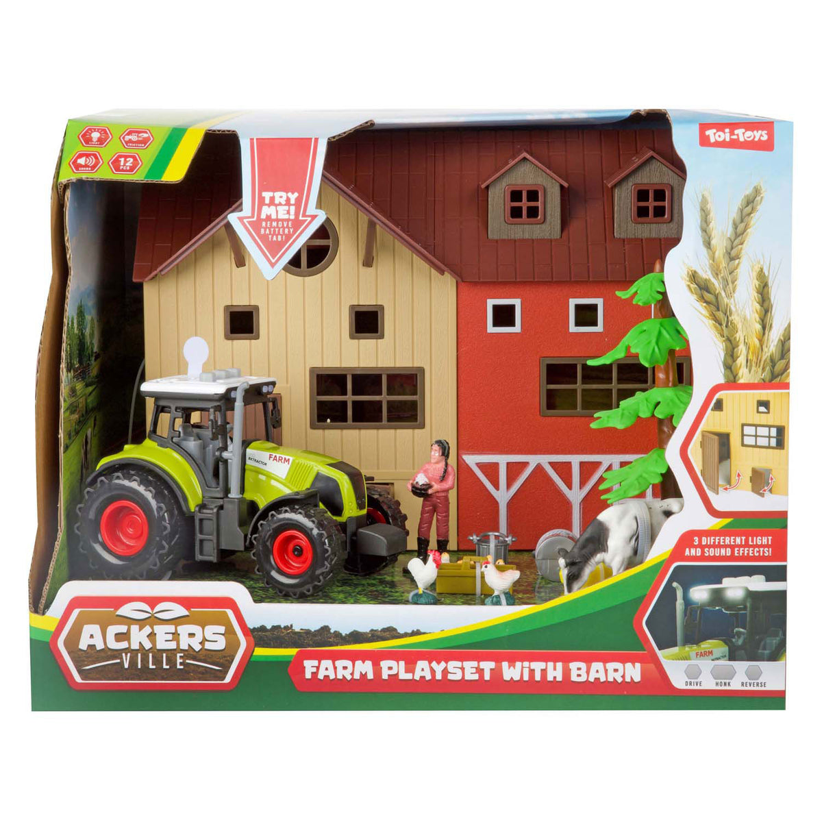 Toi-Toys - Toi-Toys Ackers ville boerderij met tractor licht en geluid speelset 12dlg.