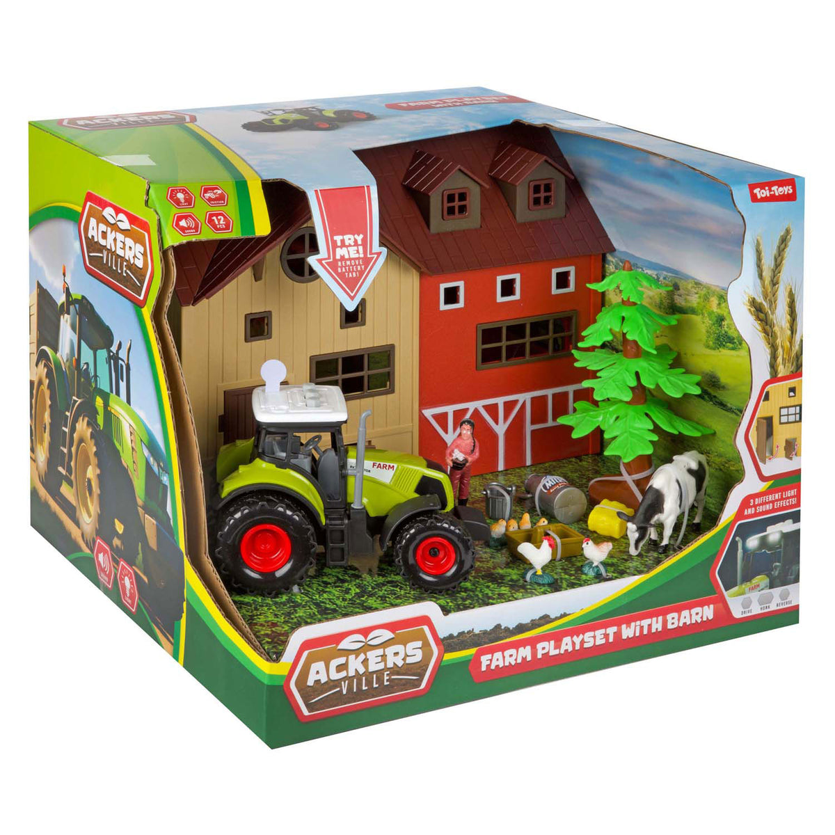 Toi-Toys - Toi-Toys Ackers ville boerderij met tractor licht en geluid speelset 12dlg.