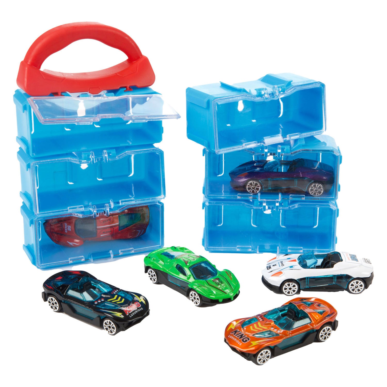 Turbo Racers - Turbo Racers opbergkoffer inclusief 8 metalen autos - 1:45