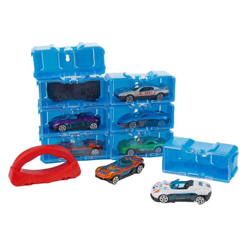Turbo Racers - Turbo Racers opbergkoffer inclusief 8 metalen autos - 1:45