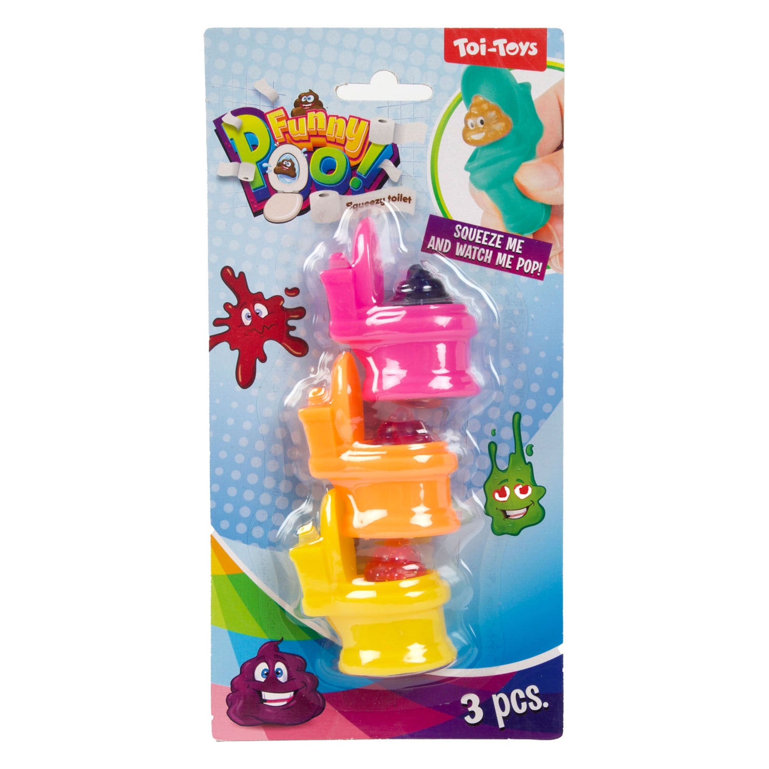 Toi-Toys - Toi-Toys knijptoilet glitter drol 3st
