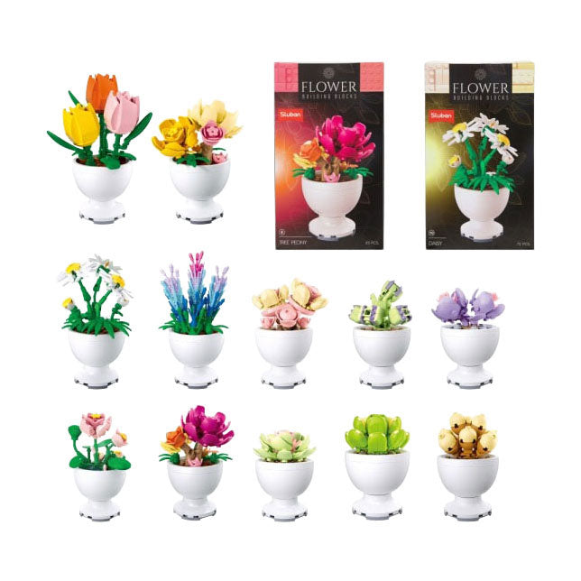Sluban - bouwstenen bloemen in pot
