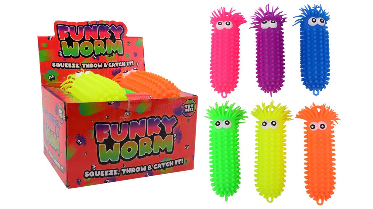 Johntoy - Johntoy John toy fluffy worm met grote ogen 9x9x28cm