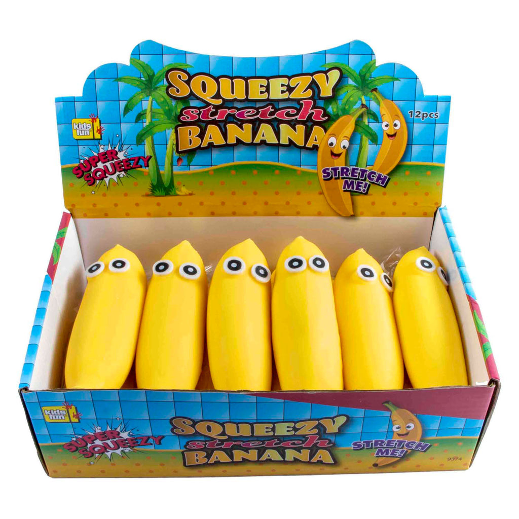 Jono Toys - Jono Toys Squeeze funny bananas anti-stress stretch knijpfiguur 12 stuks