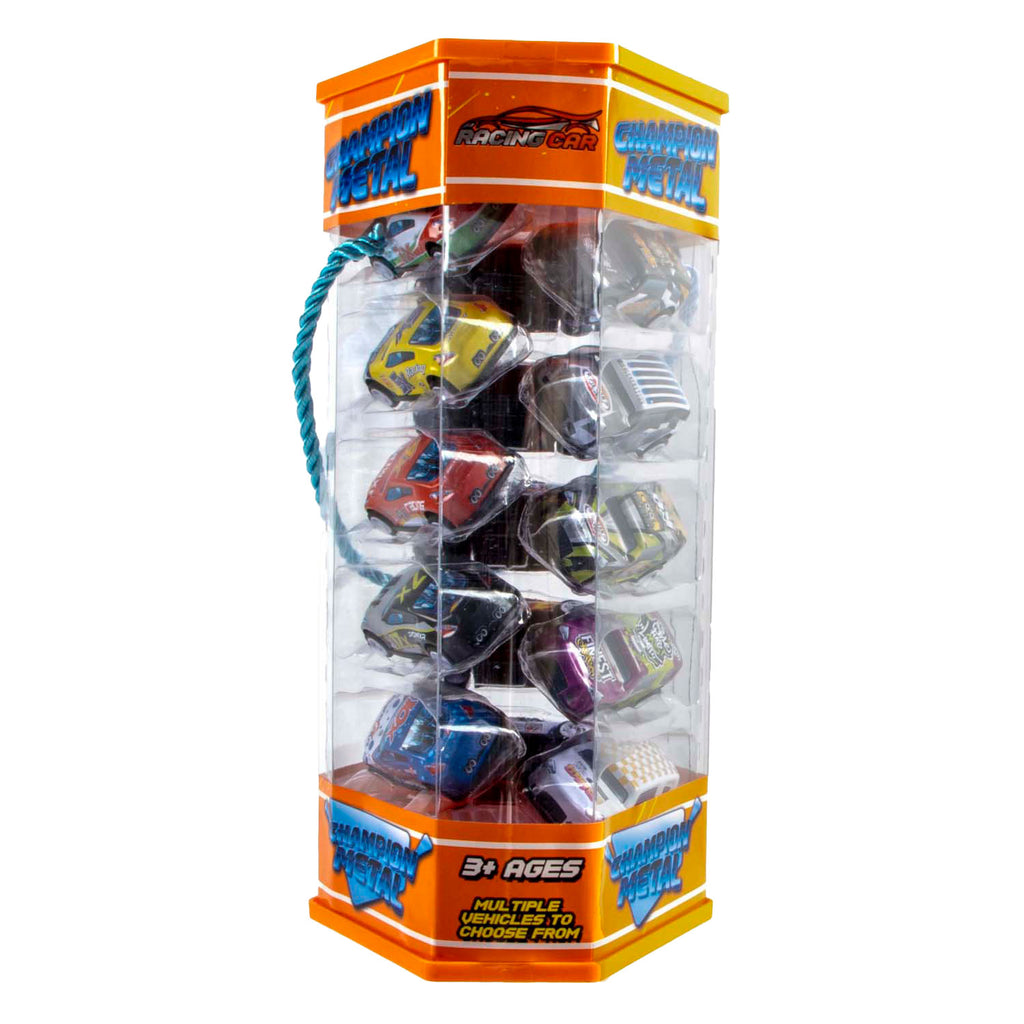 Jono toys metalen pull back auto's in opbergtoren, 15 auto's