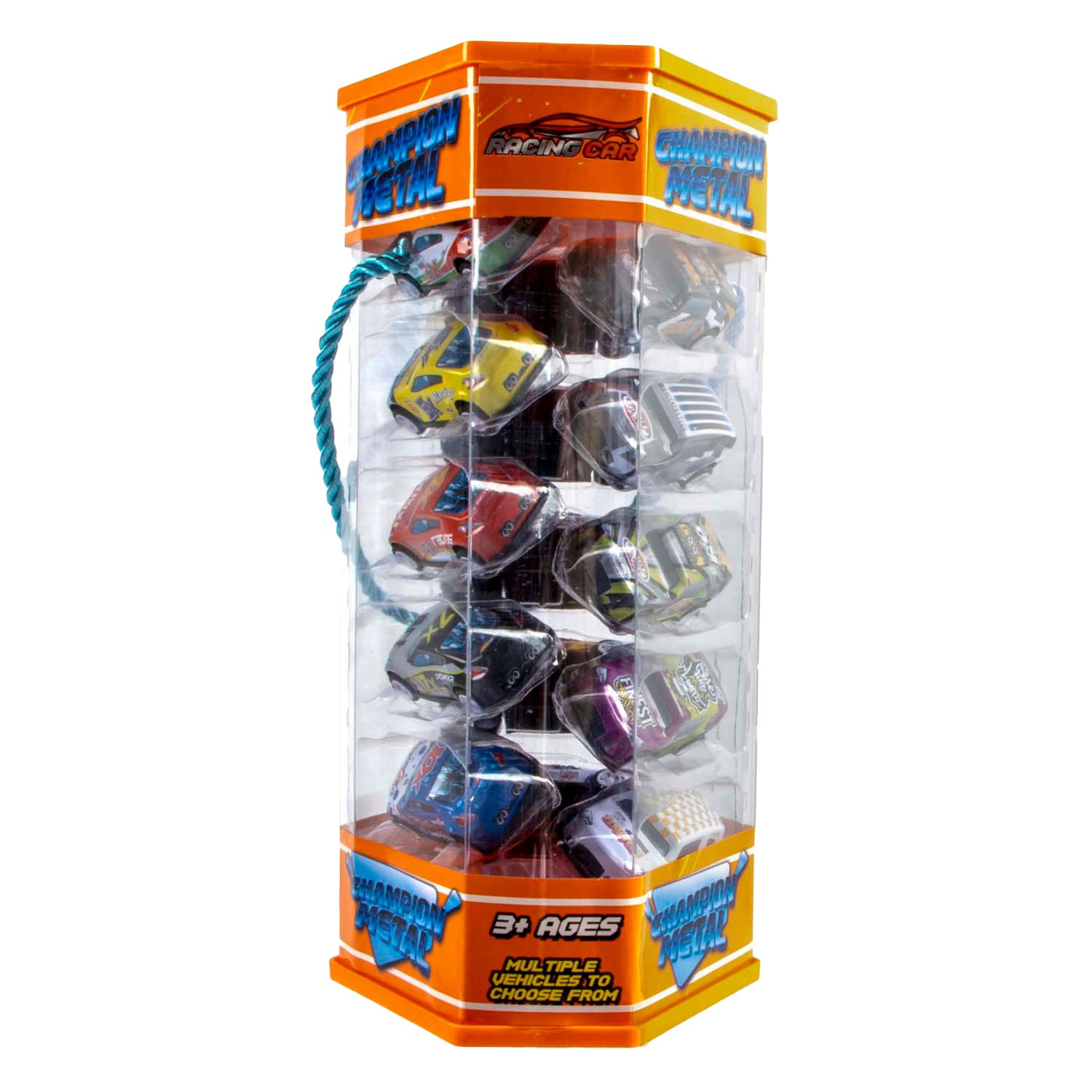 Jono toys metalen pull back auto's in opbergtoren, 15 auto's