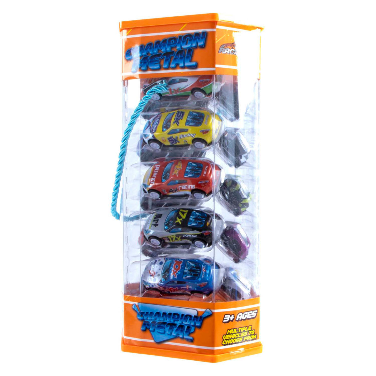 Jono toys metalen pull back auto's in opbergtoren, 15 auto's