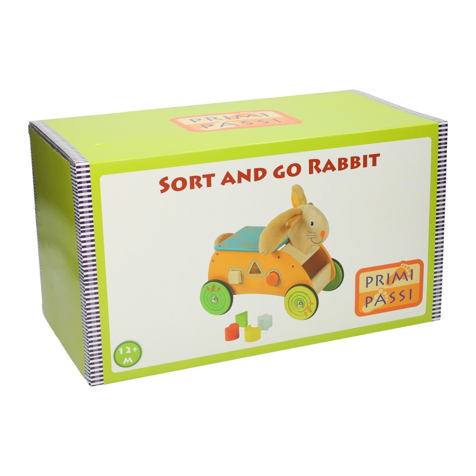 Primi Passi - Primi Passi - houten vormen- en loopwagen konijn