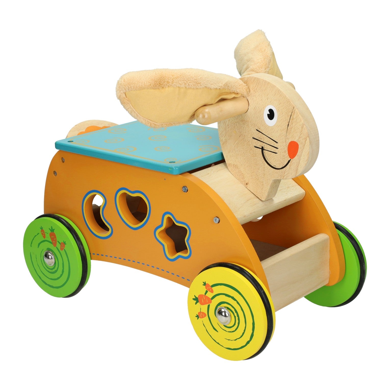 Primi Passi - Primi Passi - houten vormen- en loopwagen konijn