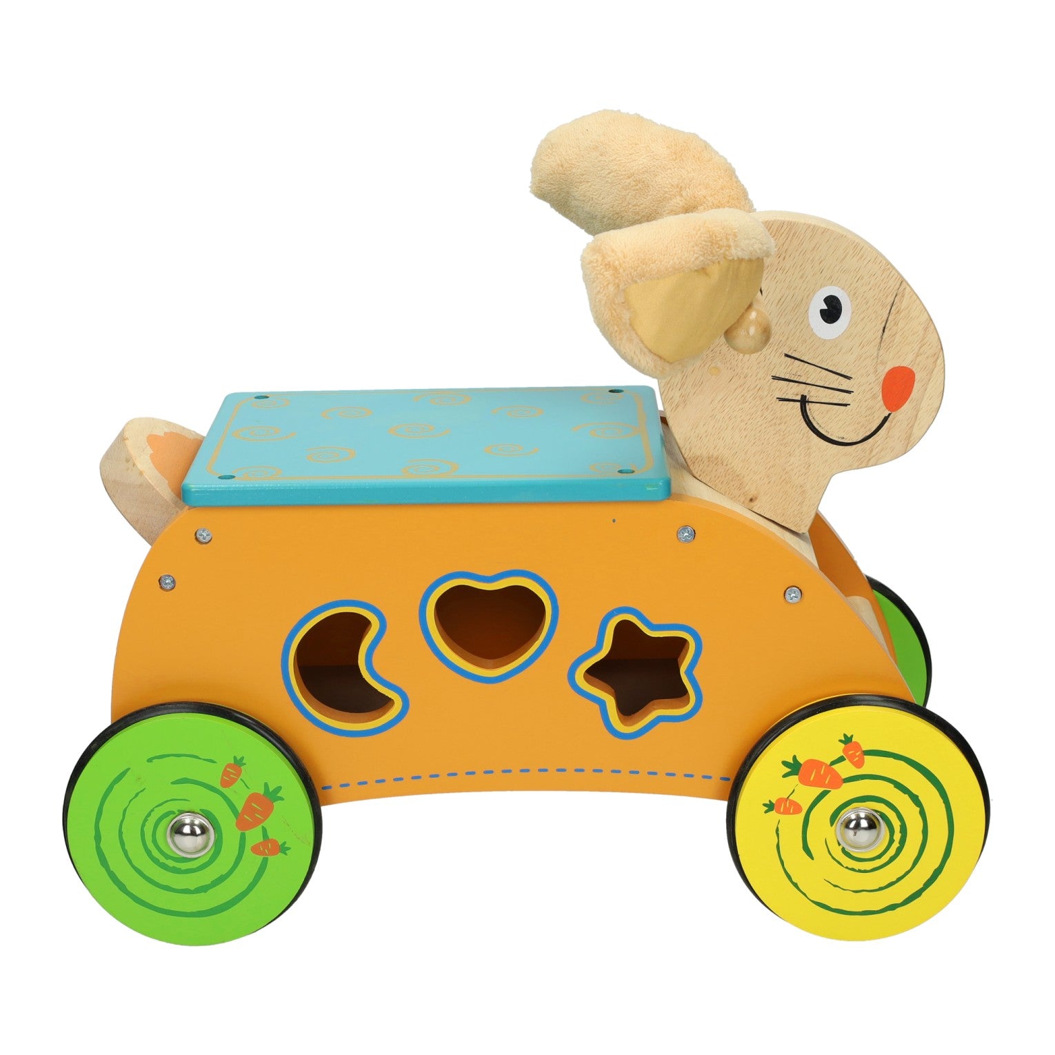 Primi Passi - Primi Passi - houten vormen- en loopwagen konijn