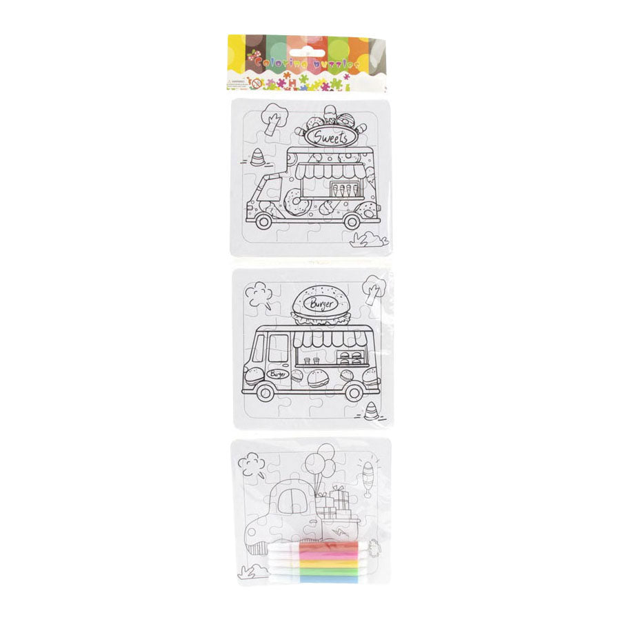 Jono Toys - Jono Toys Kleur je eigen puzzeltjes- 3 puzzeltjes + 5 stiften
