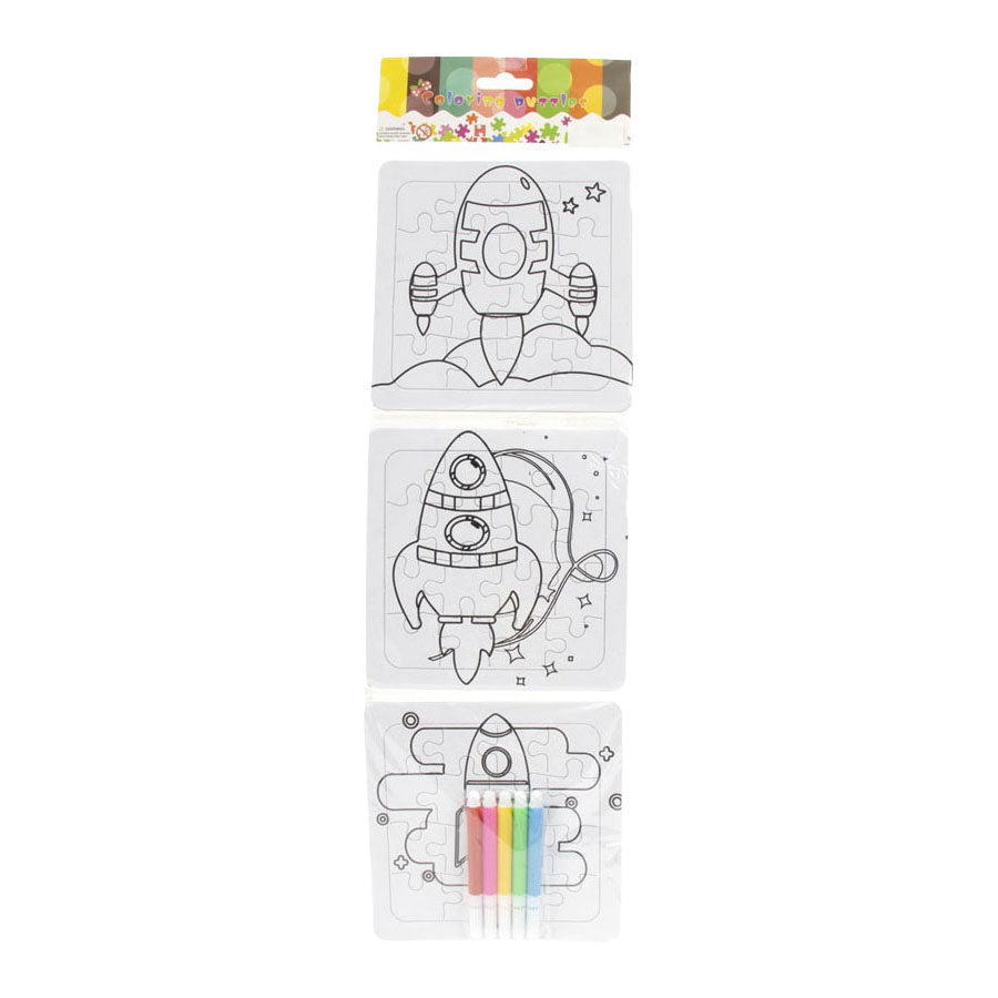 Jono Toys - Jono Toys Kleur je eigen puzzeltjes- 3 puzzeltjes + 5 stiften