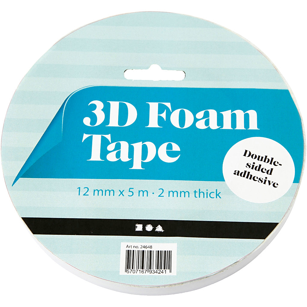 Creativ company 3d foam tape breedte 12mm dikte 2mm - 5m