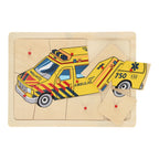 Playwood - wood Houten noppenpuzzel ambulance 9st.
