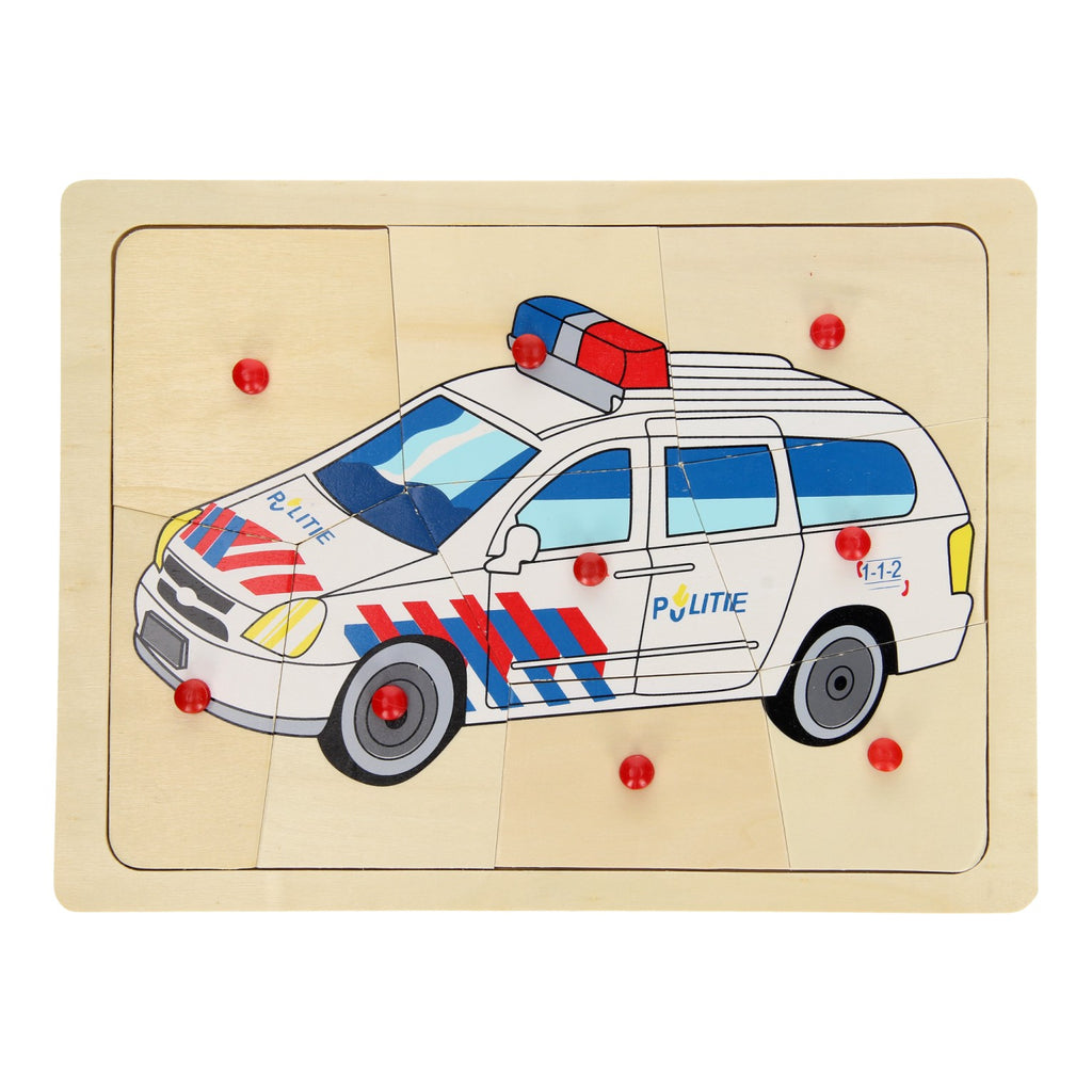 Playwood - wood Houten noppenpuzzel politie 9st.