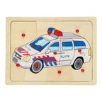 Playwood - wood Houten noppenpuzzel politie 9st.