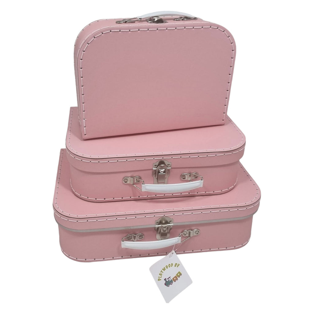 Playwood - wood Kartonnen koffer set roze 3st.