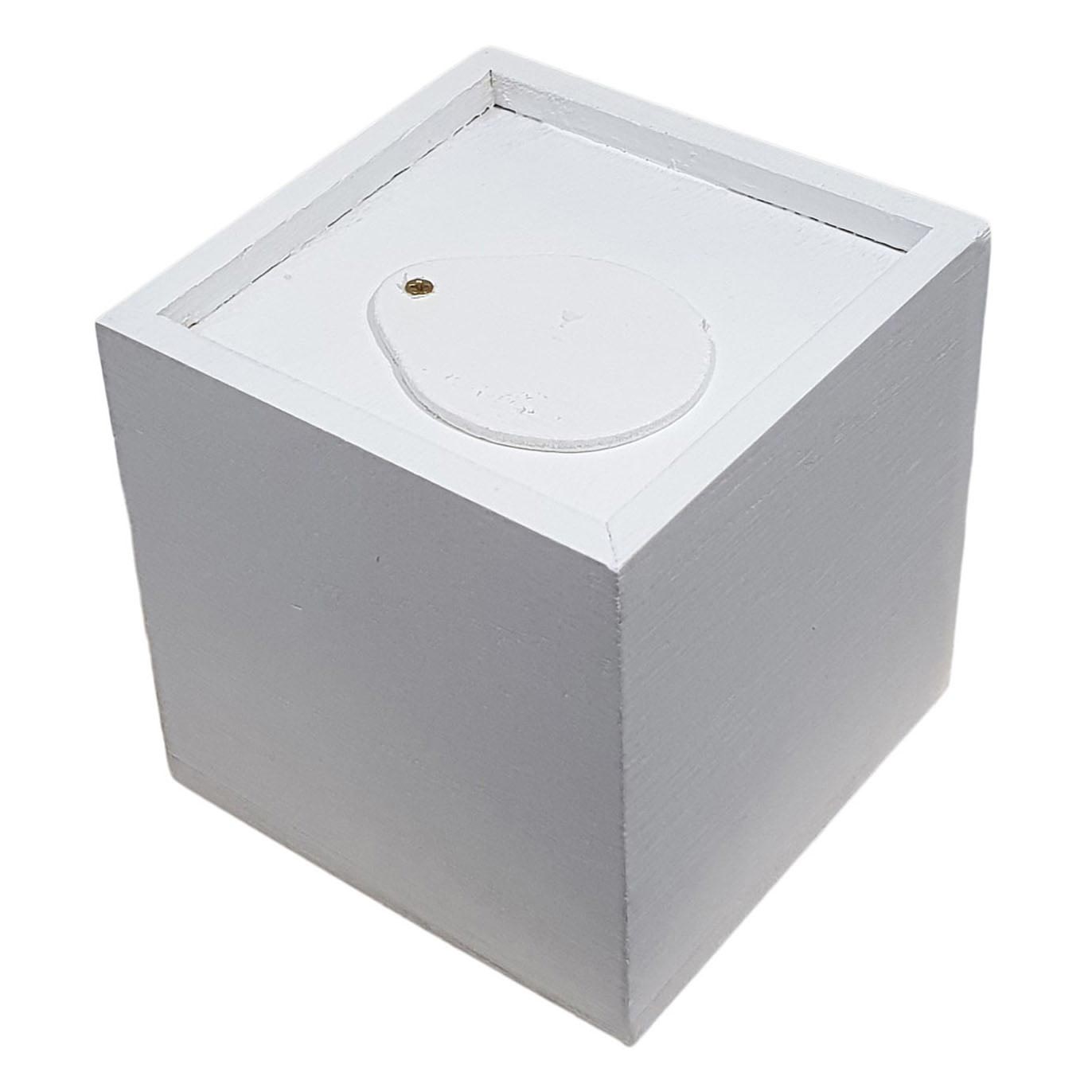 Creativ company houten spaarpot vierkant - wit - l 8,7 cm x b 8,5 cm x h 8,6 cm