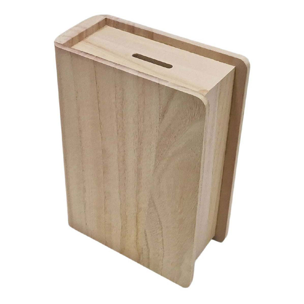 Playwood houten spaarpot boekvorm paulownia