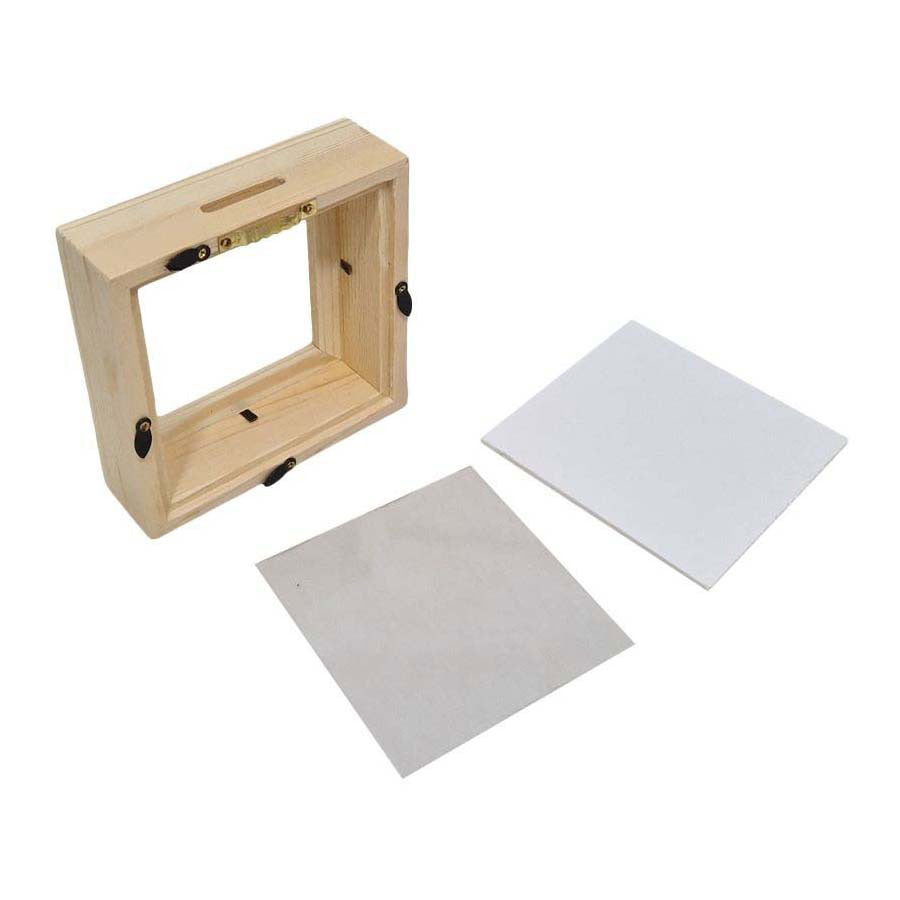 Playwood houten spaarpot plexiglas wit klein - geld bewaren speelgoed.