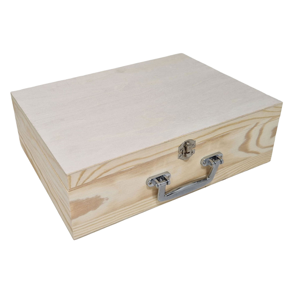 Playwood - wood Grenen koffer a4 formaat met metalen handvat