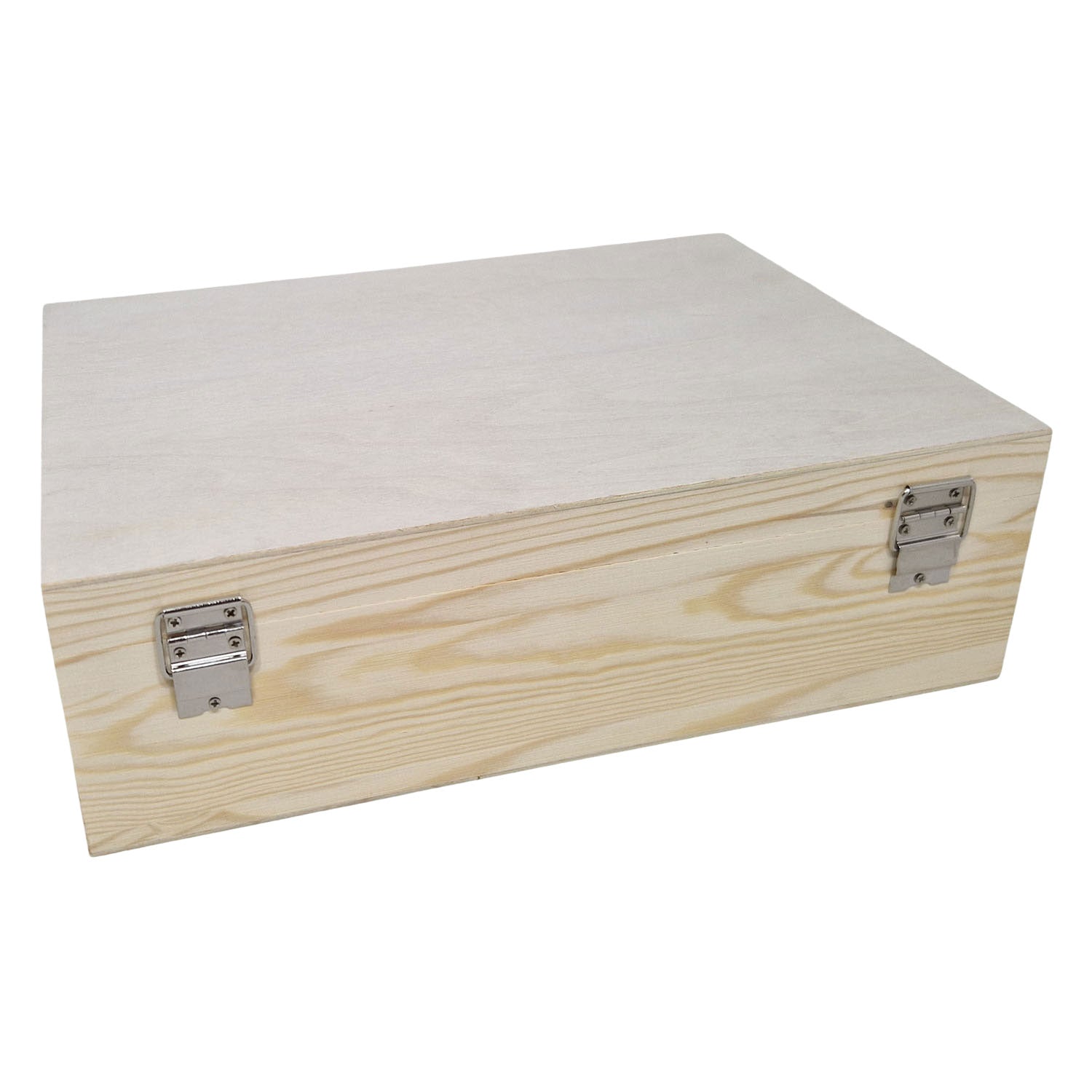 Playwood - wood Grenen koffer a4 formaat met metalen handvat