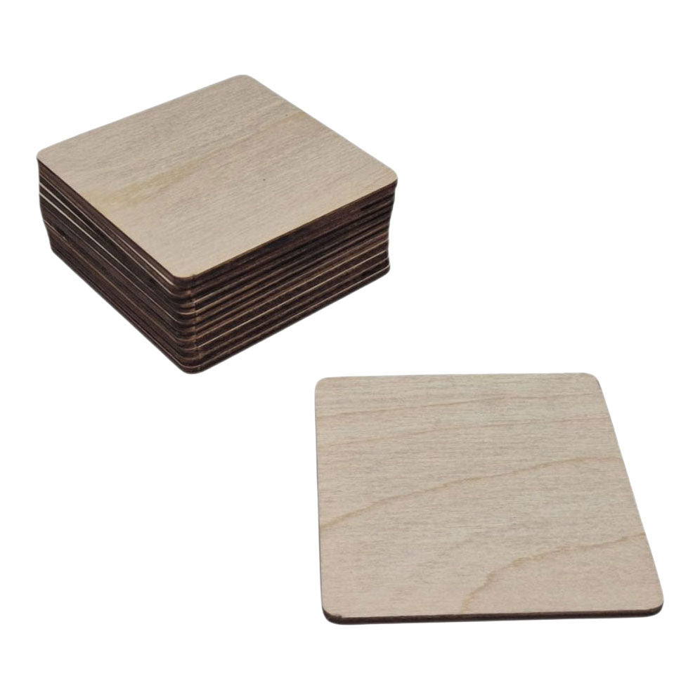 Playwood - wood Triplex vierkante onderzetters 12 stuks