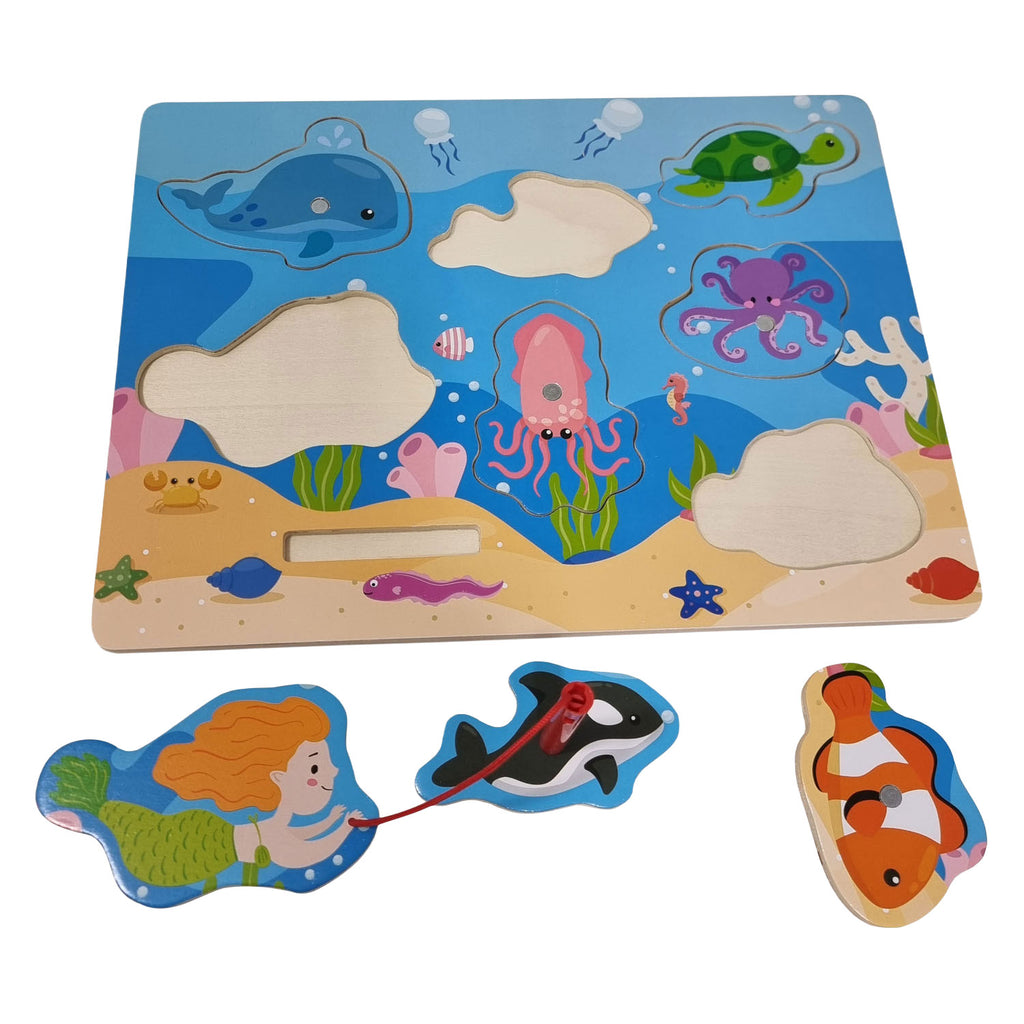 Playwood - wood Houten legpuzzel en visspel - 7st.