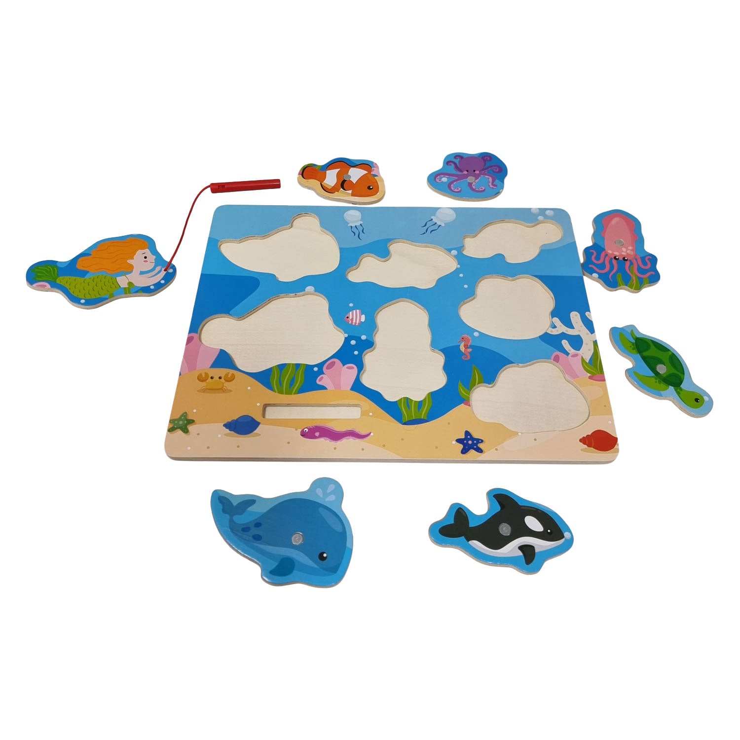 Playwood - wood Houten legpuzzel en visspel - 7st.
