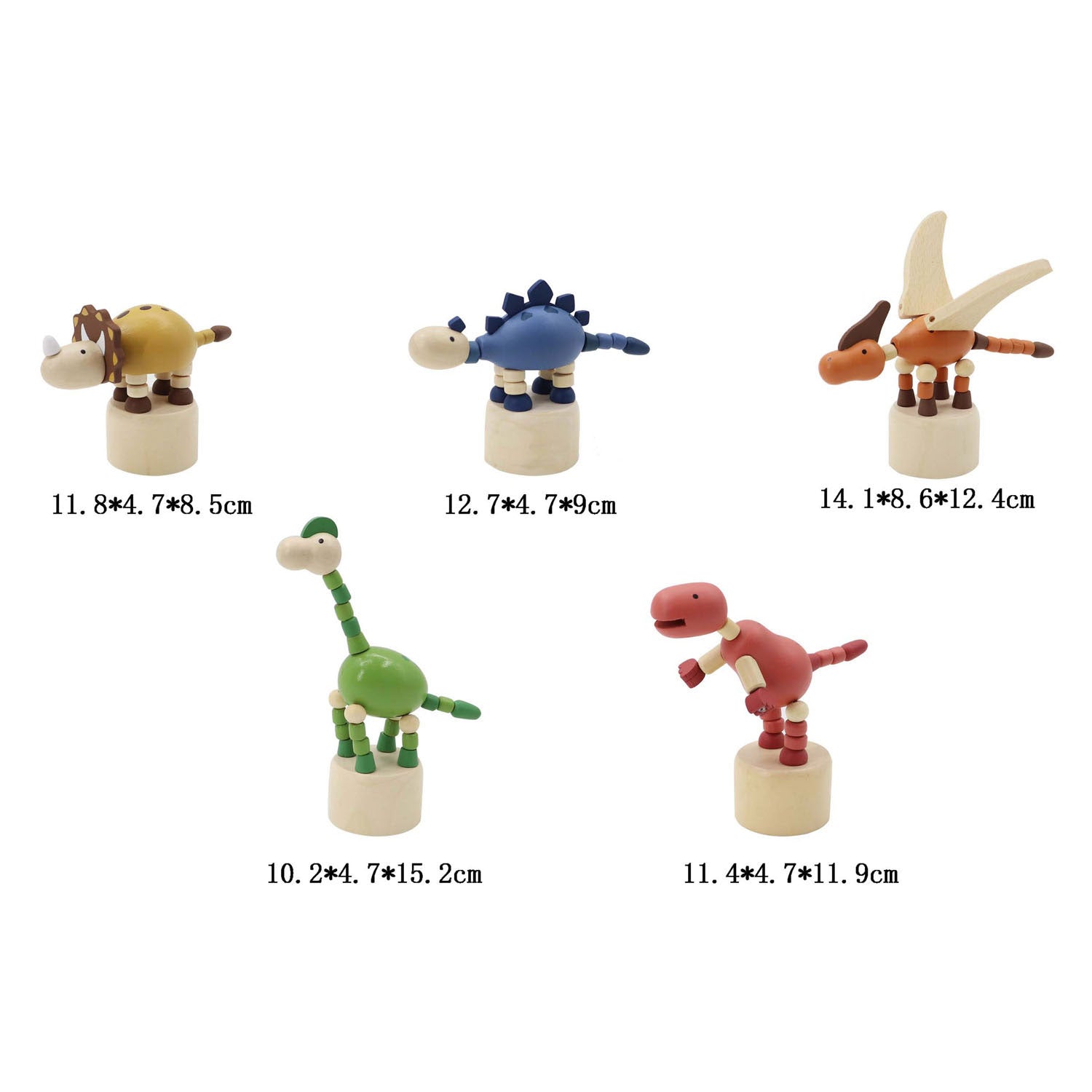 Playwood houten drukpop dinosaurus