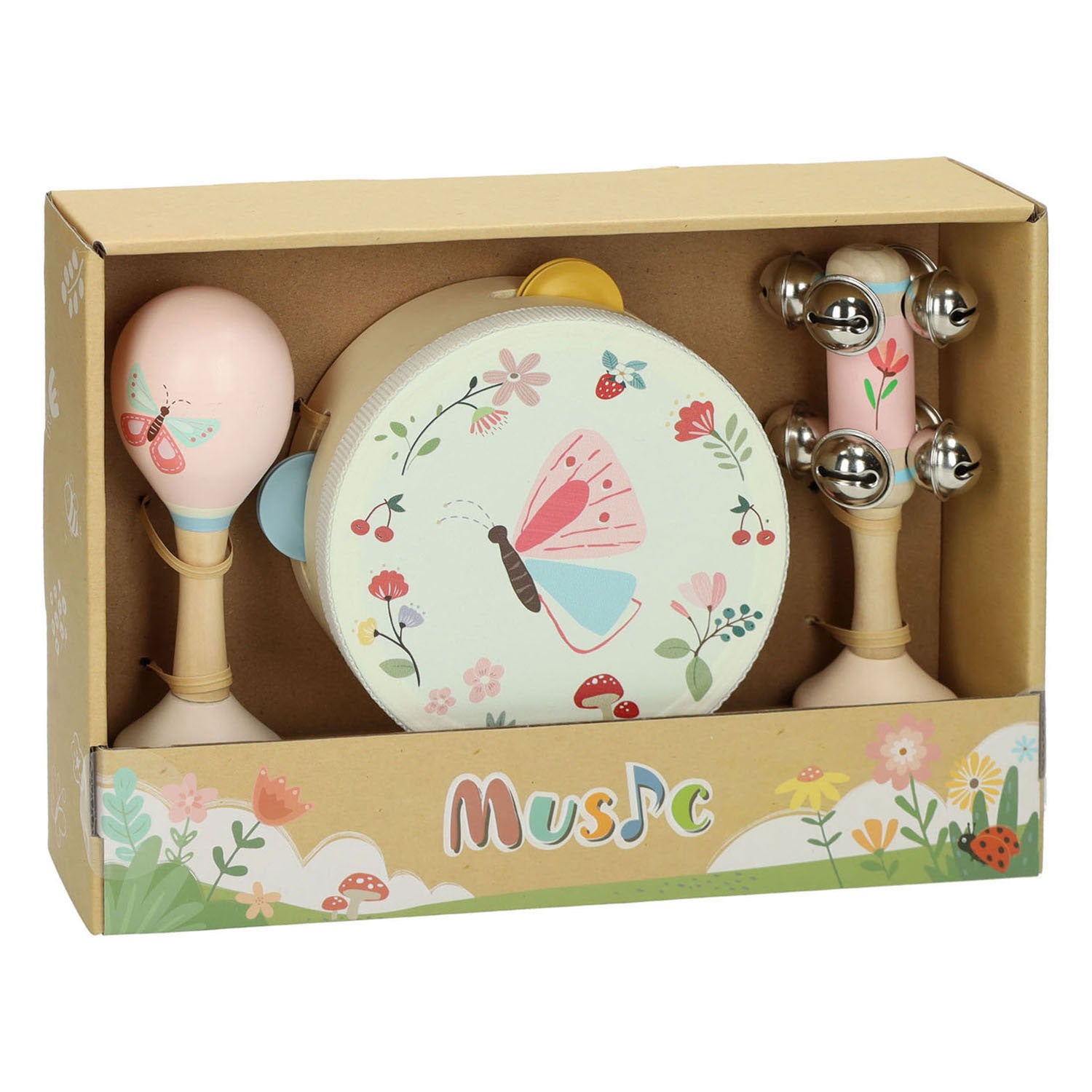 Playwood - wood Houten muziekset vlinder - 3dlg.