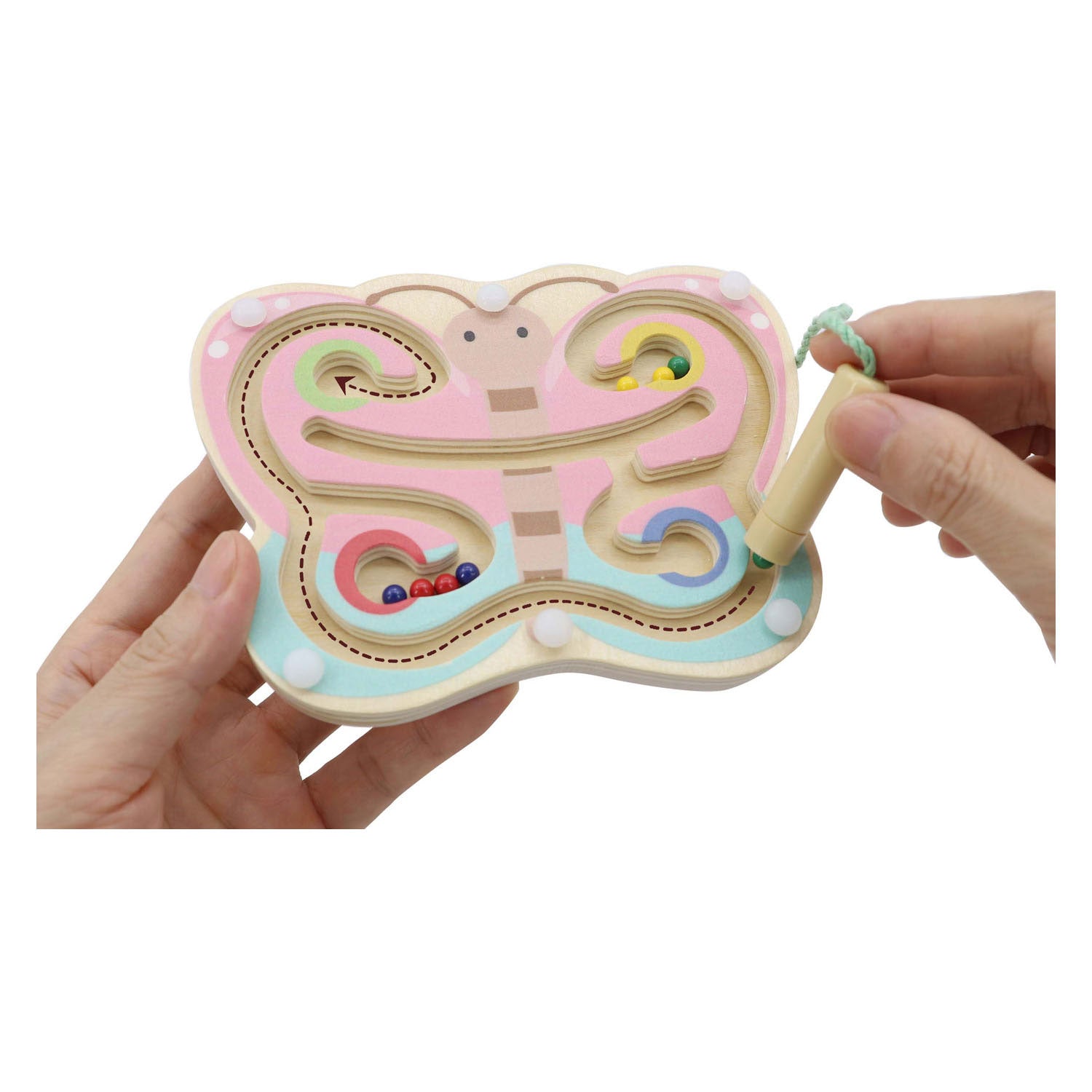 Playwood houten magneet labyrint lente dier