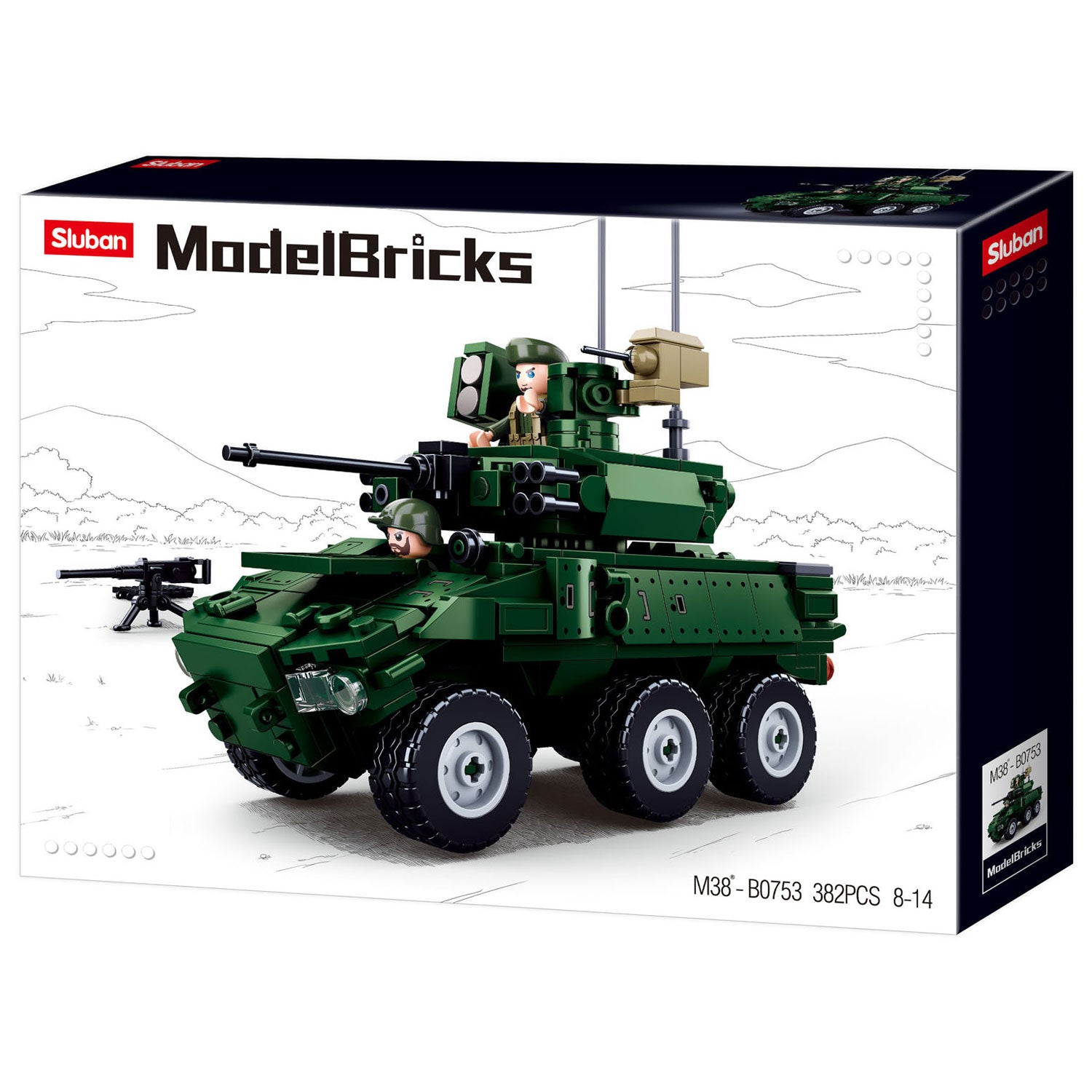 Sluban ebrc jaguar 6x6 bouwspeelgoed kinderen vanaf 6 jaar – constructiespeelgoed modelbouw – bouwdoos met 382 bouwstenen – m38-b0753
