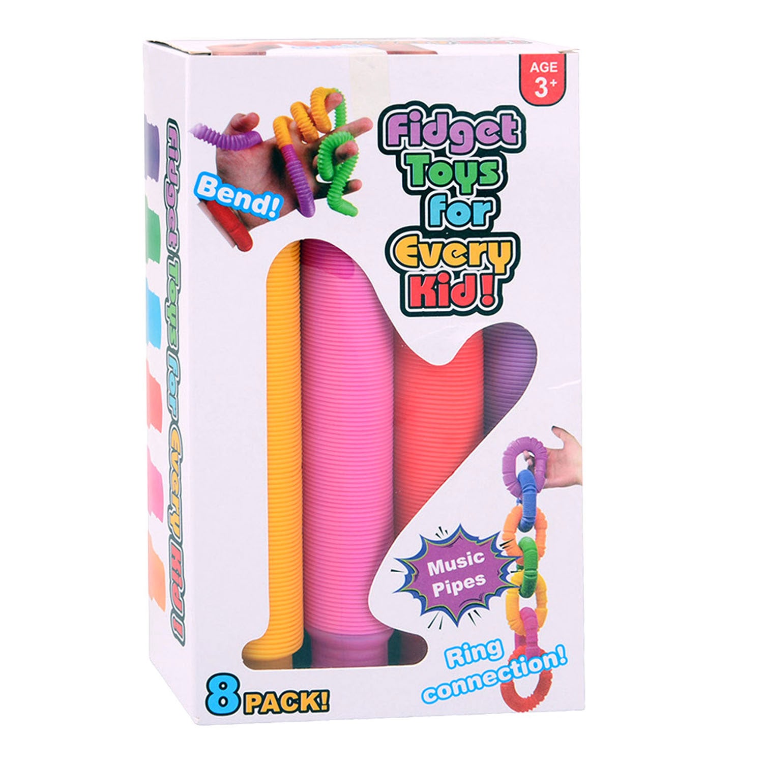 Johntoy john toy fidget tubes 8 in doosje 21x3cm