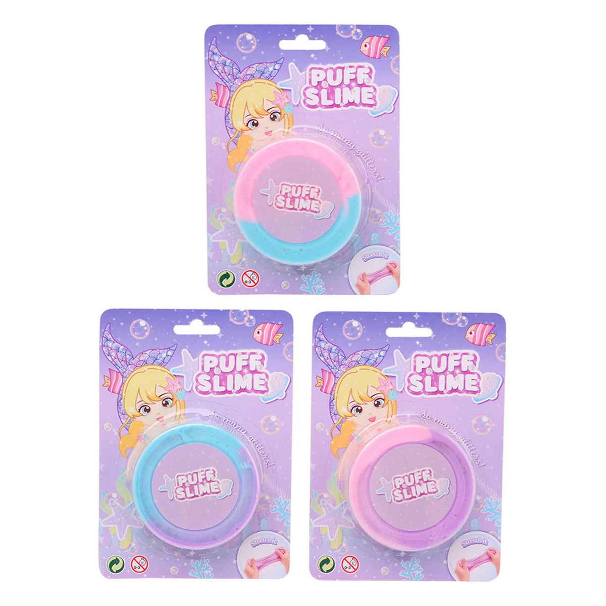 Johntoy puffy glitter slijm op blisterkaart