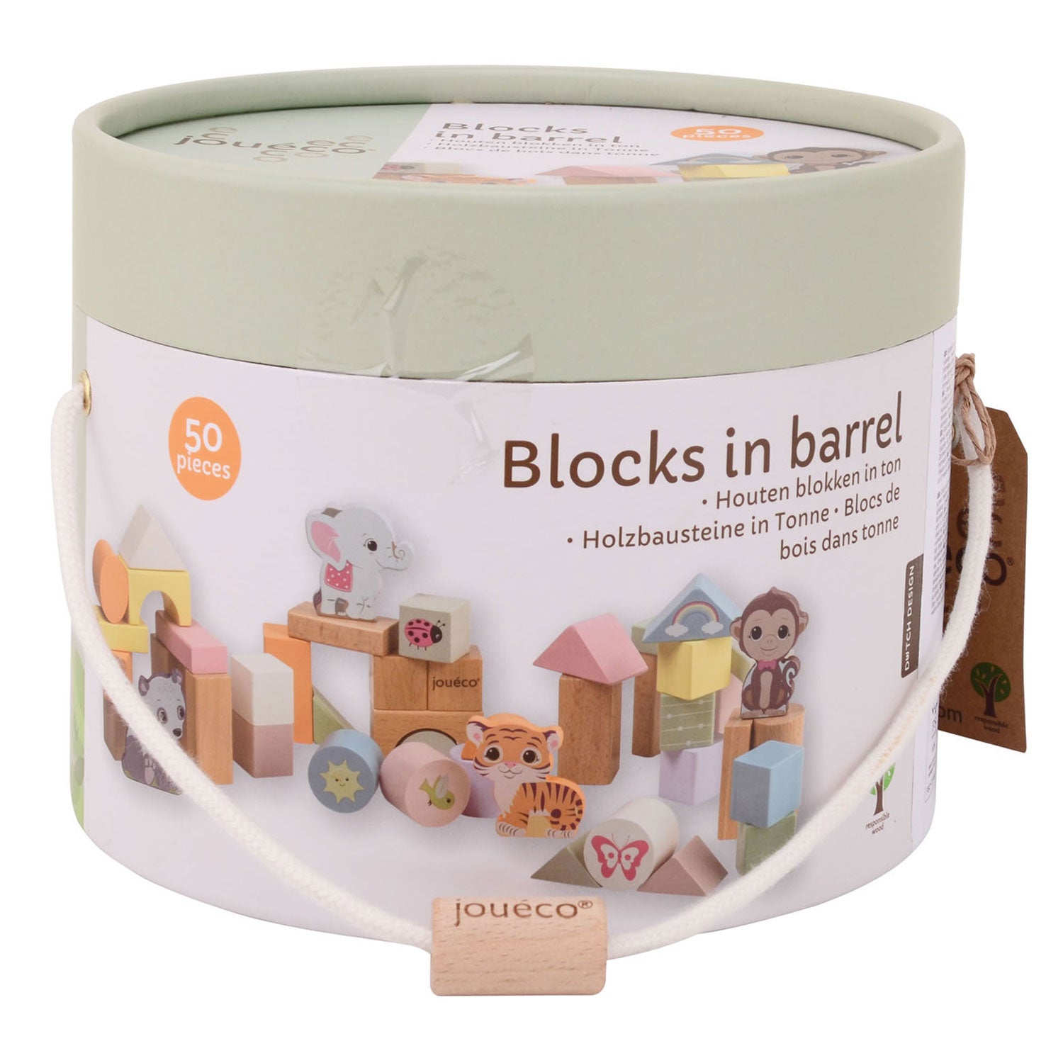 Joueco - Joueco the wildies houten blokken 50st