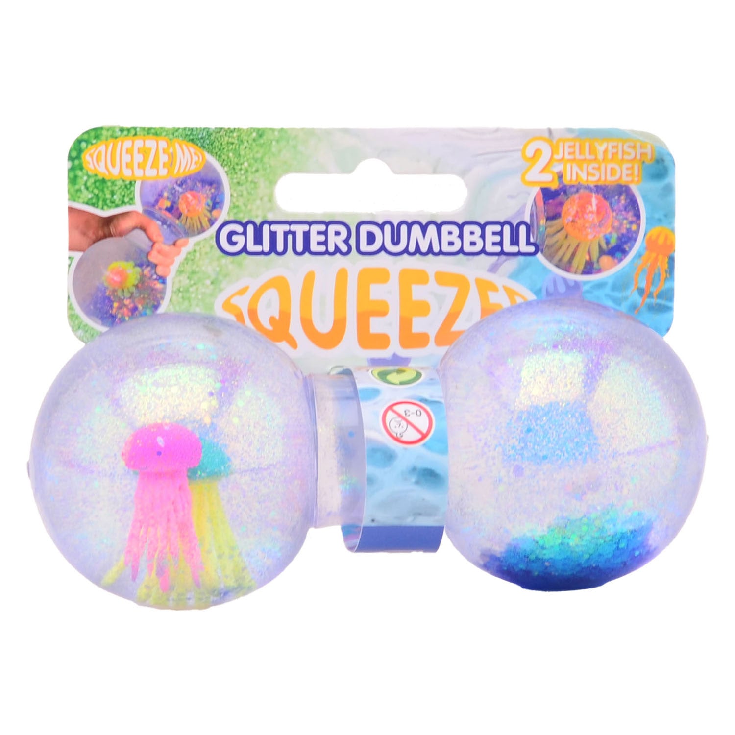 Johntoy glitter squeeze dumbell met kwal