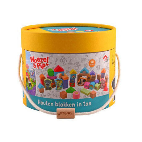 Johntoy - Johntoy Woezel & pip - houten blokken in ton 50 stuks
