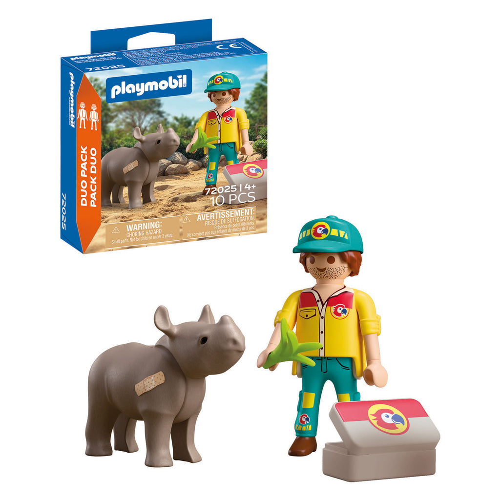 Playmobil - duopack ranger met neushoorn - 72025