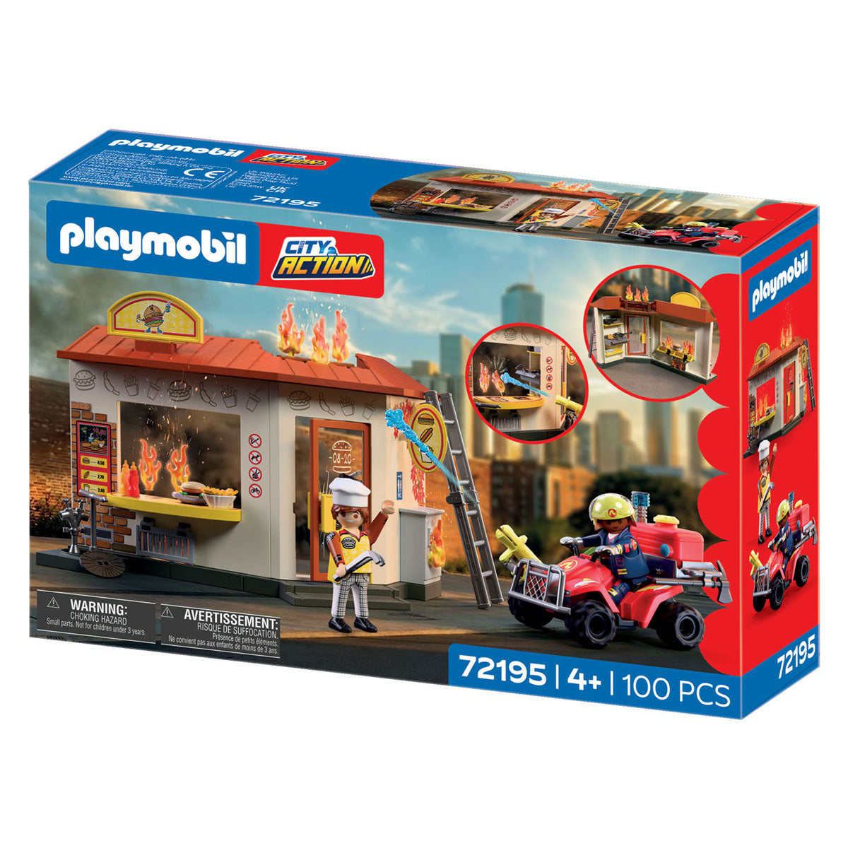 Playmobil - city action brandweerquad met hamburgerkraam - 72195
