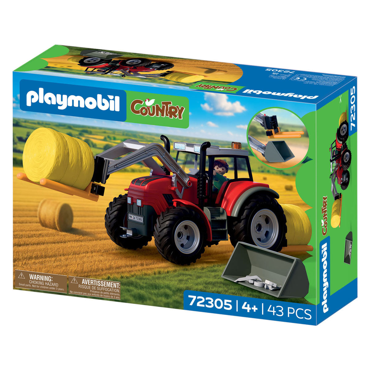 Playmobil - country grote tractor met hooibalen - 72305