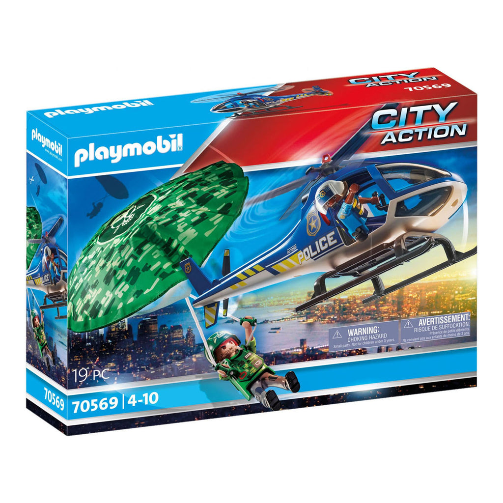 Playmobil city action politiehelikopter - parachute achtervolging - 70569